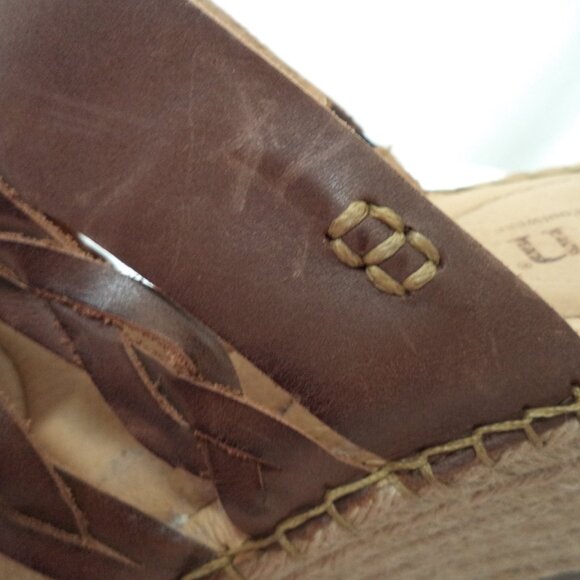 Born Pinal brown Leather wedge espadrille platform sandals slides Size Sz 40.5 9 - Picture 7 of 11